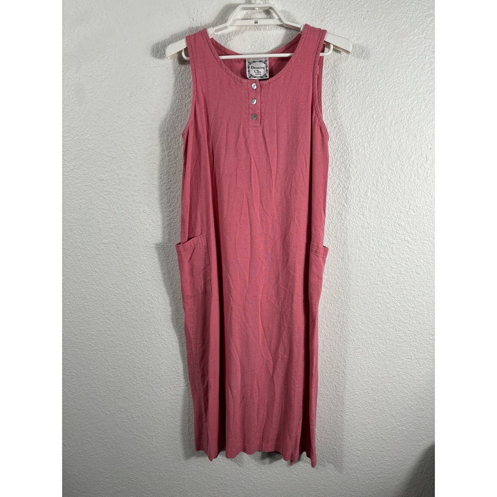 Dressing Clio Overall Dress Womens‎ Petite Medium Linen Blend Sleeveless Pockets